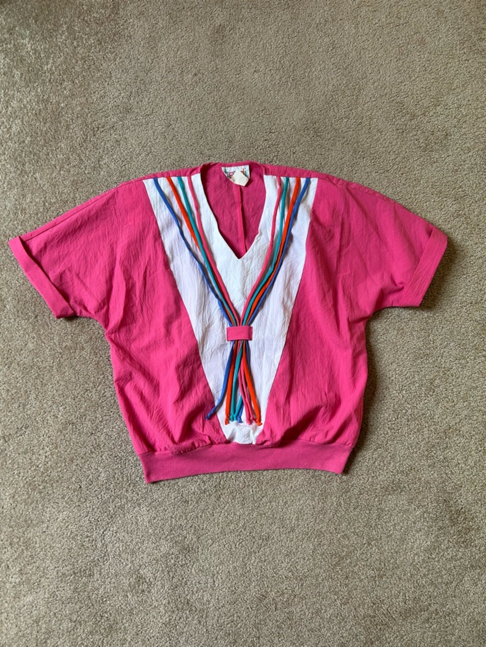 Teddi vintage windbreaker top shoulder pad neon small medium